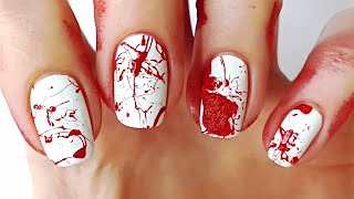 blood nail bloody nails halloween splatter tutorial