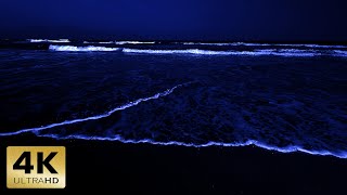 Goodbye Stress to Deep Sleep Instantly With Ocean Sounds On A Dark Night | High Quality Sounds 4K