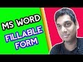 Create MS word fillable form | Use developer tab and create form | Word form 2007, 2010, 2013