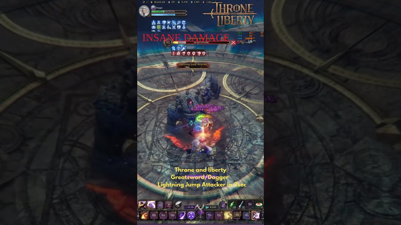Throne and Liberty | GS/Dagger | 278k dmg skill | Gate of Infinity: Lightning Jump Attacker in 2sec