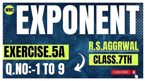 Concept Of Exponent|| R.S Aggarwal||Class 7th||Exercise-5A Question No (1To 9)|| Solution||