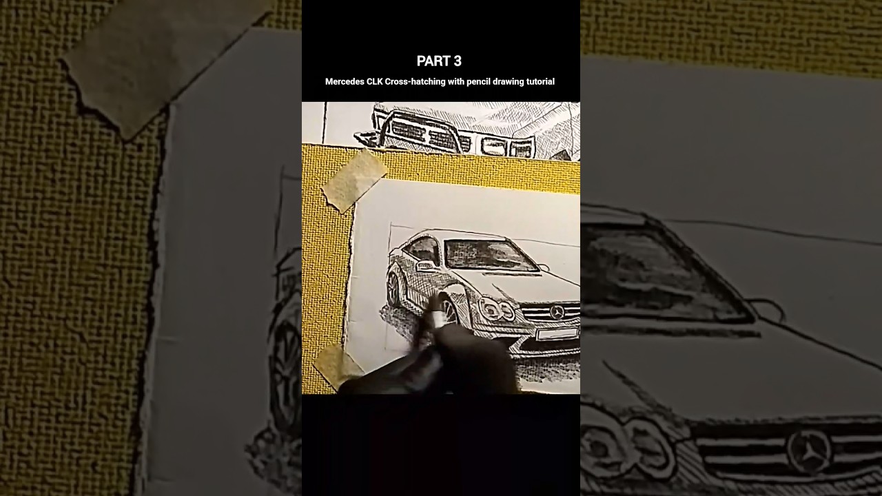RESPECT🙆 Mercedes CLK Cross-hatching with pencil drawing tutorial 