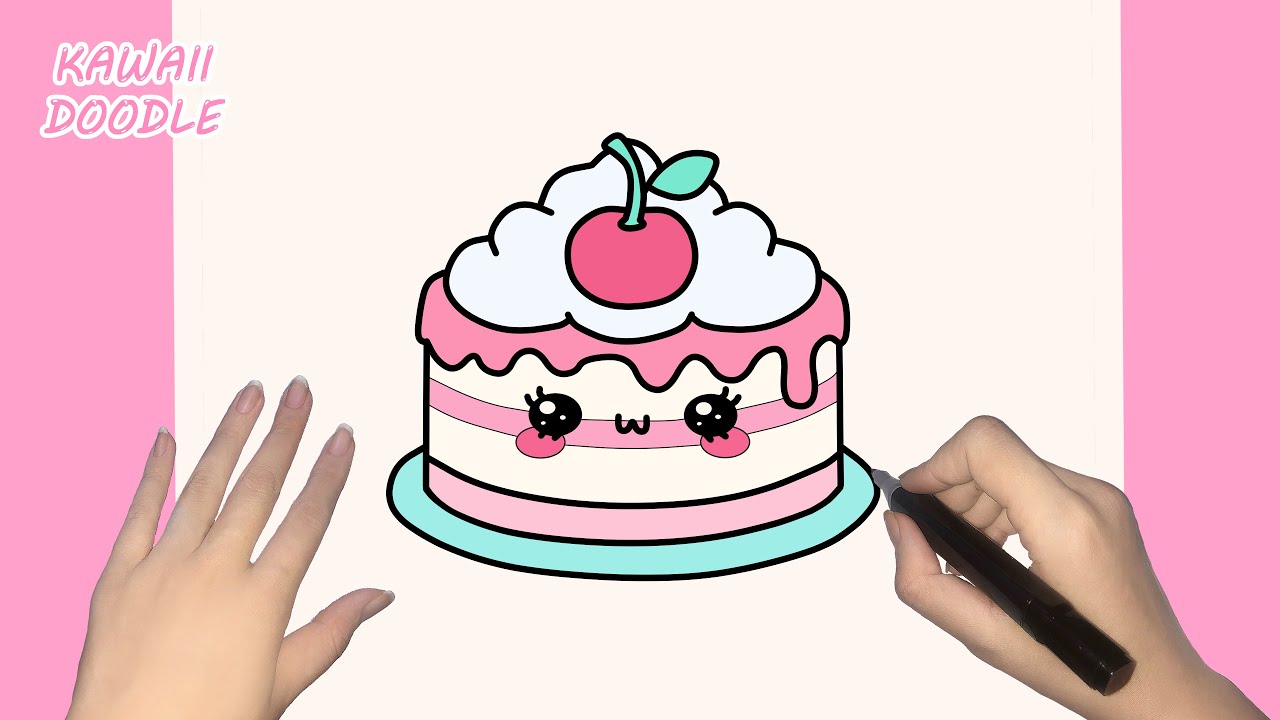 🌸HOW TO DRAW A CUTE CAKE 🍰 ~ STEP BY STEP ~ KAWAII DOODLE - YouTube