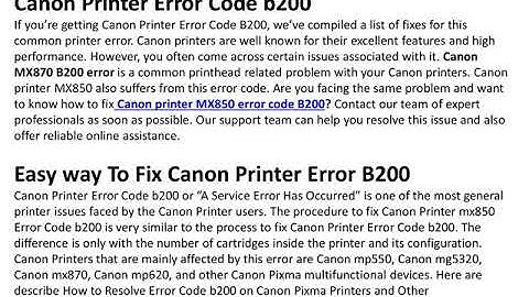 Canon Printer Error Code B200