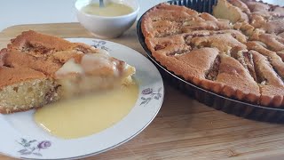 a simpl apple cake with custard sauce, How to make a good apple cake and custard sauce