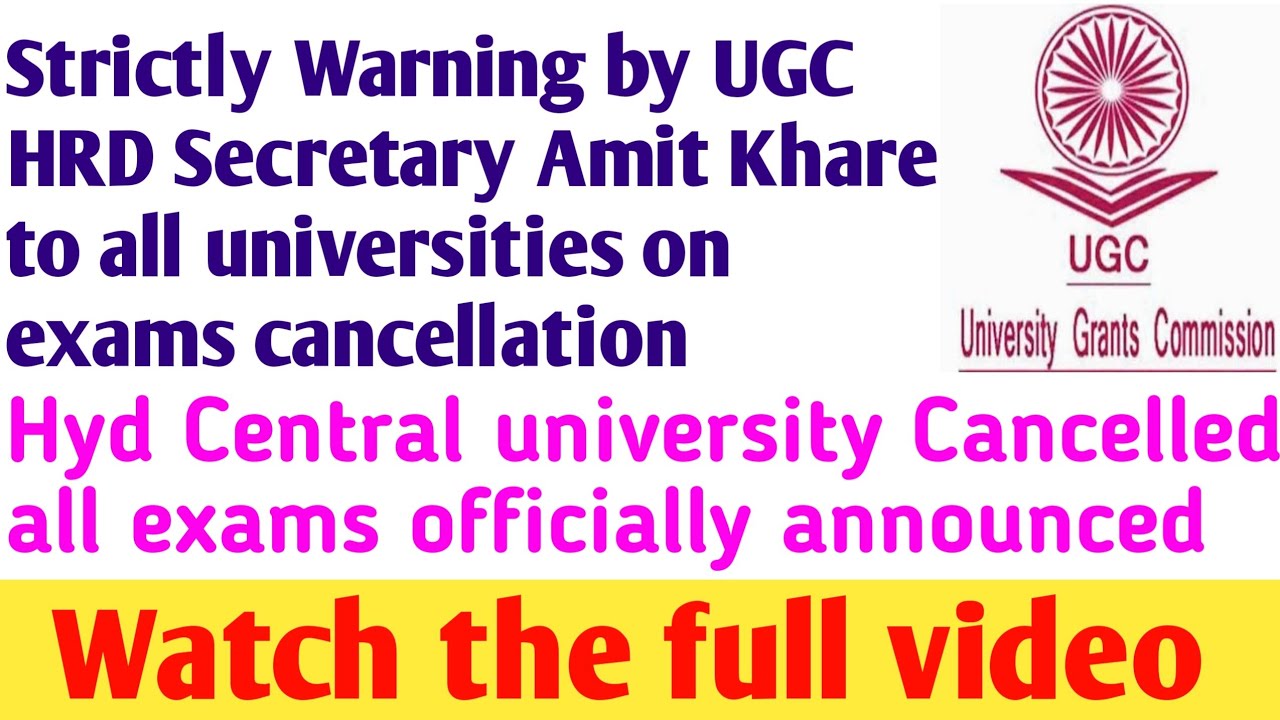 Warning by UGC HRD Secretary Amit Khare to all universities on exams cancellation | TS AP Diploma
