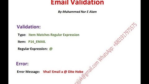 @ Email validation Item matches Regular Expression in Oracle Apex
