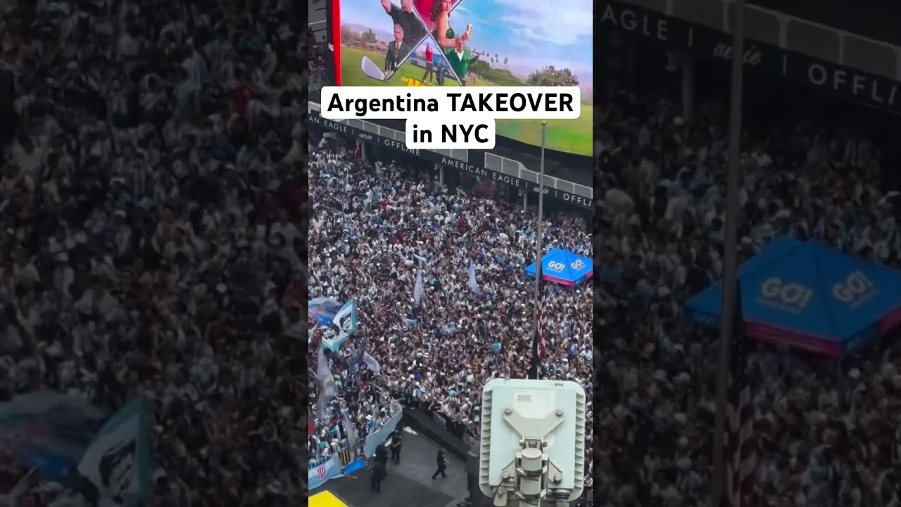 Argentina fans takeover nyc ahead of the final #worldcup #argentina #spain