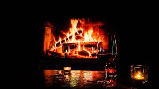 A Real Cozy Evening | Fireplace, Wine & Slow Jazz Ambience