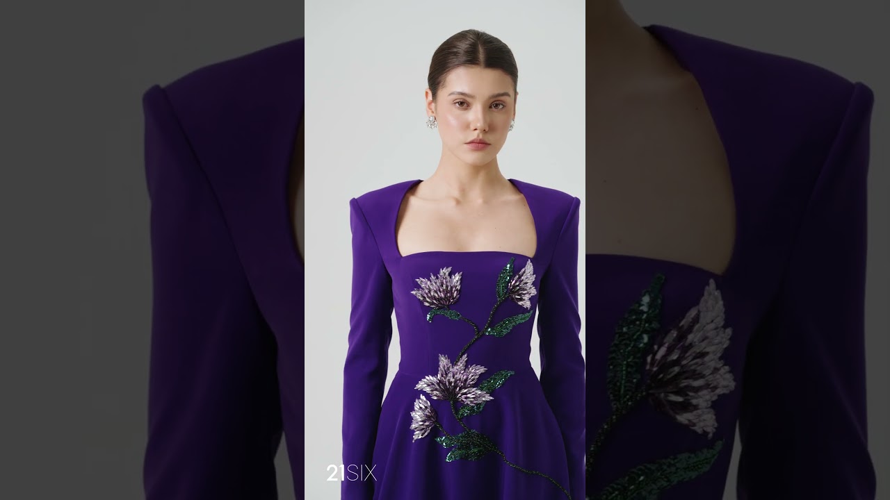 Amina crepe U neck dress | 21SIX COUTURE