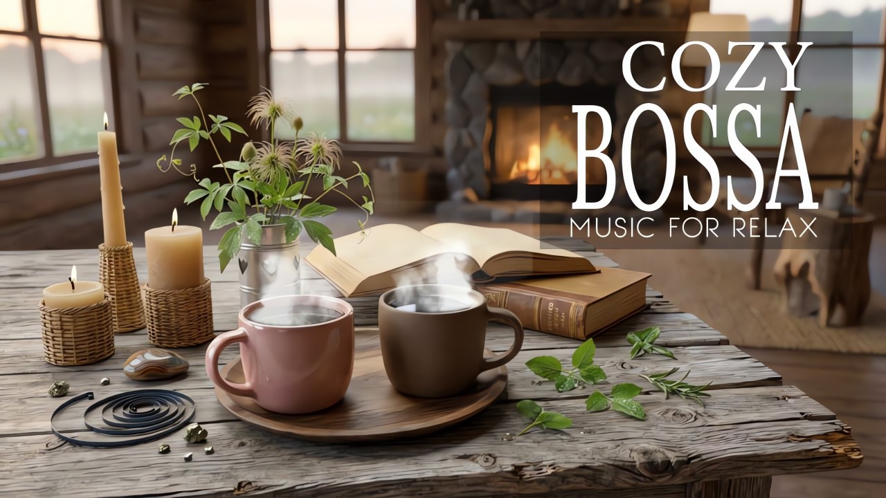 Cozy Bossa Nova Jazz ☕ Fireplace Coffee Shop Ambience for Study, Focus & Relax