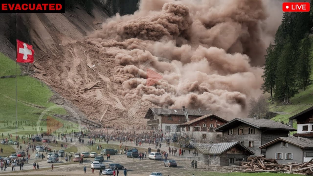 Huge Mountain Splits in Switzerland! Giant Glacier Collapses Submerging Blatten Village 300 Evacuate