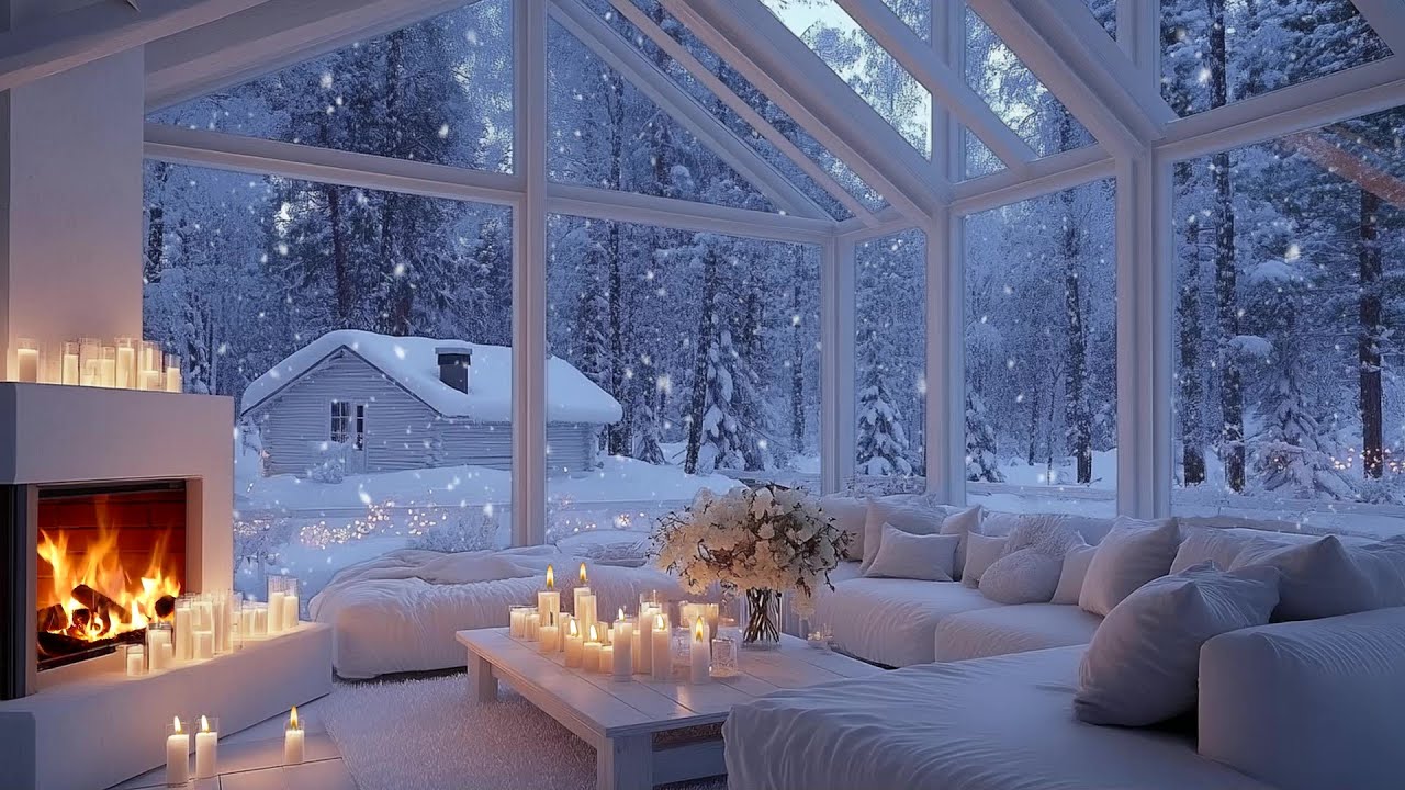 ❄️🎹 Fall Asleep Fast in a Warm Winter Cabin | Soft Piano & Snow | Deep Sleep All Night