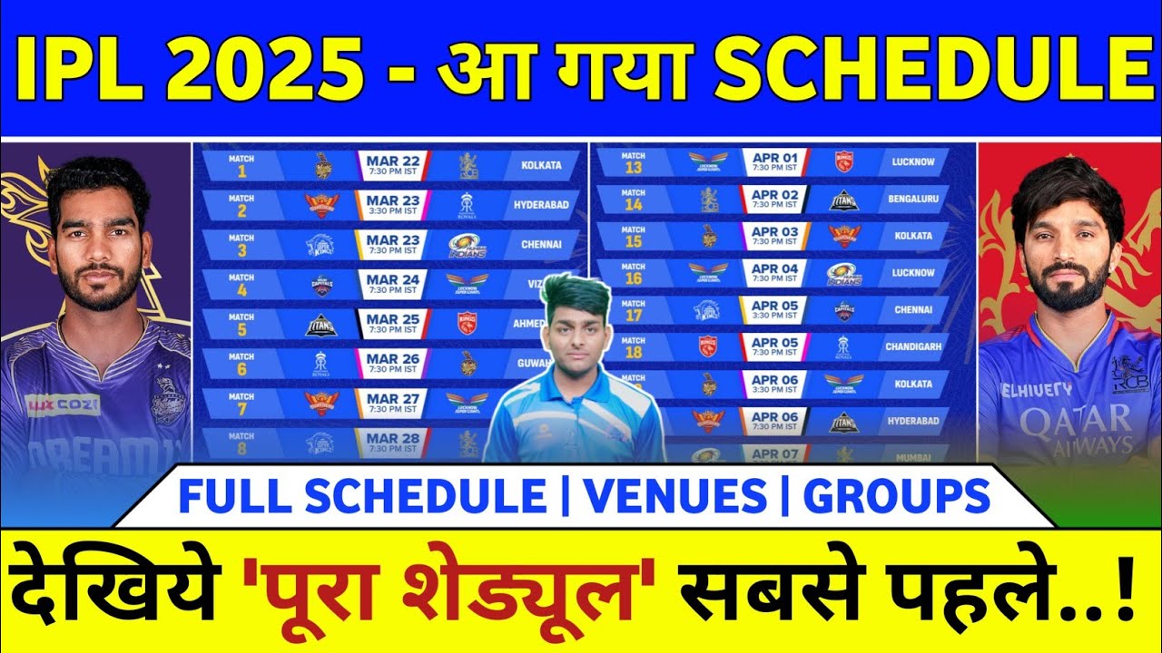 IPL 2025 Full Schedule - BCCI Announced Official Schedule & Venues | IPL Schedule 2025