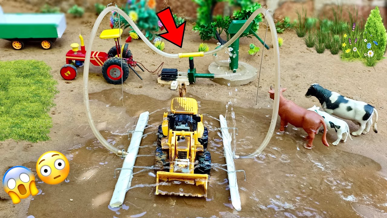 DIY how to make cow shed | shower of animals | tractor washing | mini hand pump |woodwork P-13