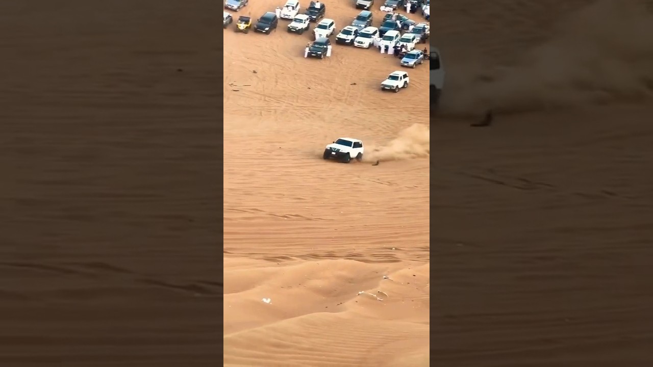 Nissan patrol drifting in desert super safari view 