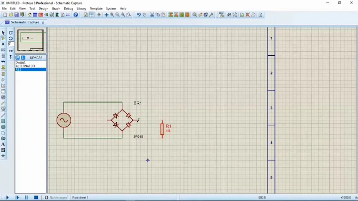 Full wave rectifier by using bridge in proteus