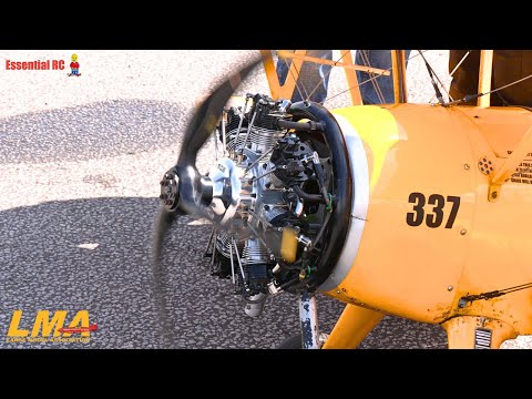 Awesome sounding 9 cylinder radial powered Stearman Biplane | LMA
