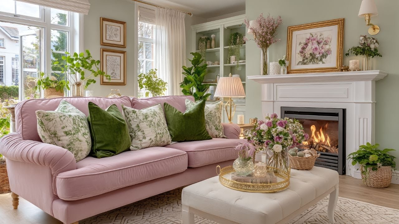 Очаровательный тур по зелёно-розовому английскому фермерскому дому | Уютная винтажная коттеджкор-...