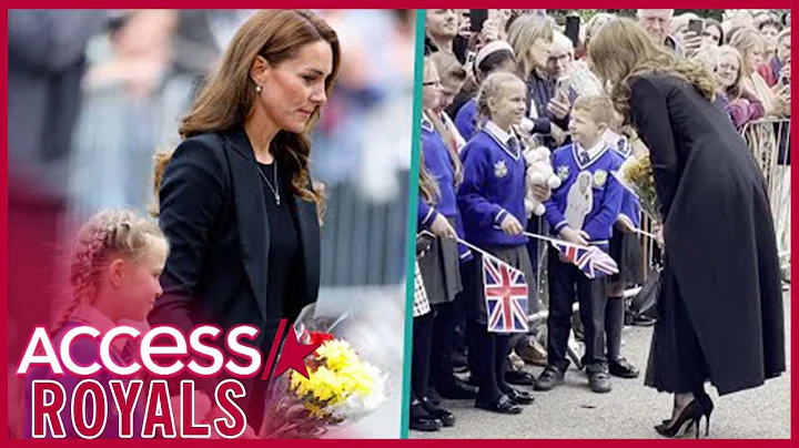 Kate Middleton Walks w/ Girl Paying Tribute To Que...