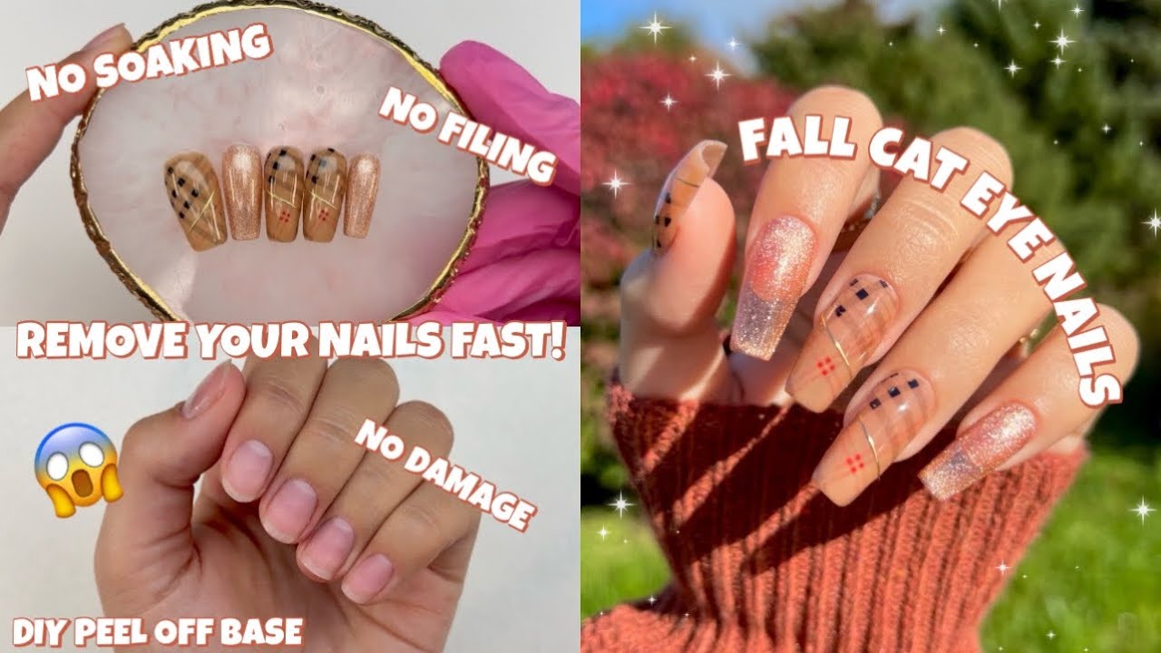 REMOVE YOUR NAILS FAST | NO SOAKING OR FILING | DIY PEEL OFF BASE COAT NAIL HACK | FALL GEL X NAILS