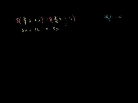 განტოლების ამოხსნა ცვლადებით ორივე მხარეს და წილადებით კოეფიციენტებში (მაგალითი)