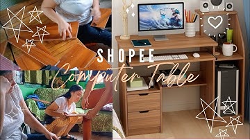 Shopee Computer Table (unboxing & assembling) ✨🧡