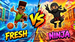 Fresh vs Ninja 🏃‍♂️🔥 Who Can Run Higher? | Subway Surfers Challenge screenshot 4