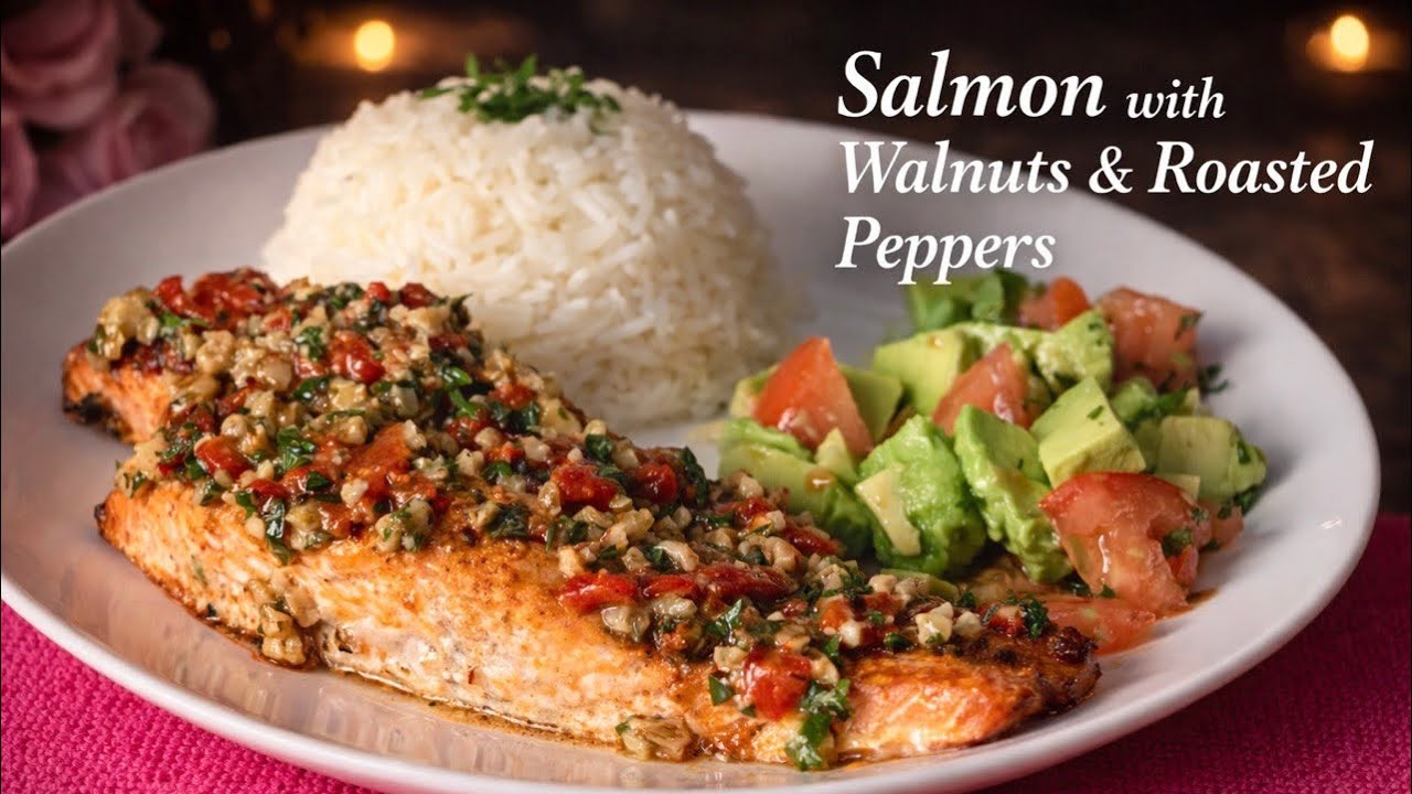 Perfect Roasted Salmon with Walnuts and Red Bell Peppers | Healthy Dinner🥰😋🫑🥗