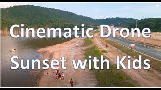 Kids Enjoying Sunset Lakeside Outdoor Fun Alam Budiman Low Flying Mavic Air 2  Cinematic HDR