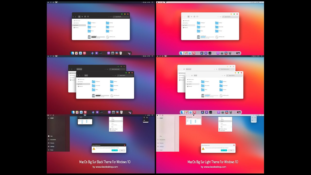 Macos Big Sur Black And Light Theme For Windows 10 Cleodesktop I Windows 10 Themes