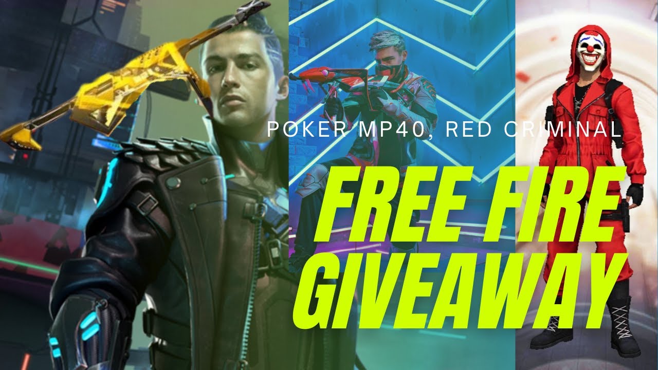 Free Fire Giveaway.... Poker MP40, Red Criminal, Cobra Bundle...... 😎😎 YouTube