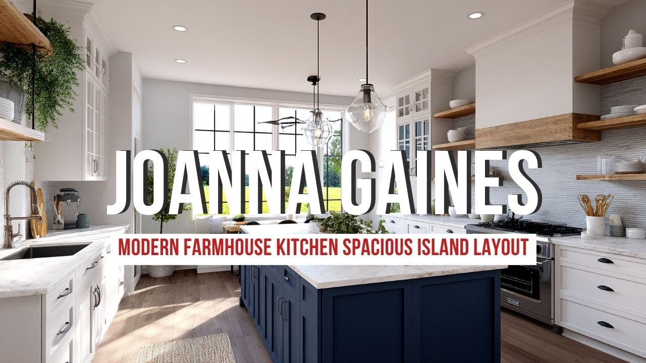Modern Farmhouse Kitchen Inspired by Joanna Gaines Spacious Island ...