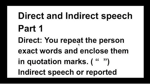 ENGLISH FOR ALL SOMALI STUDENTS - DIRECT AND INDIRECT SPEECH PART ONE