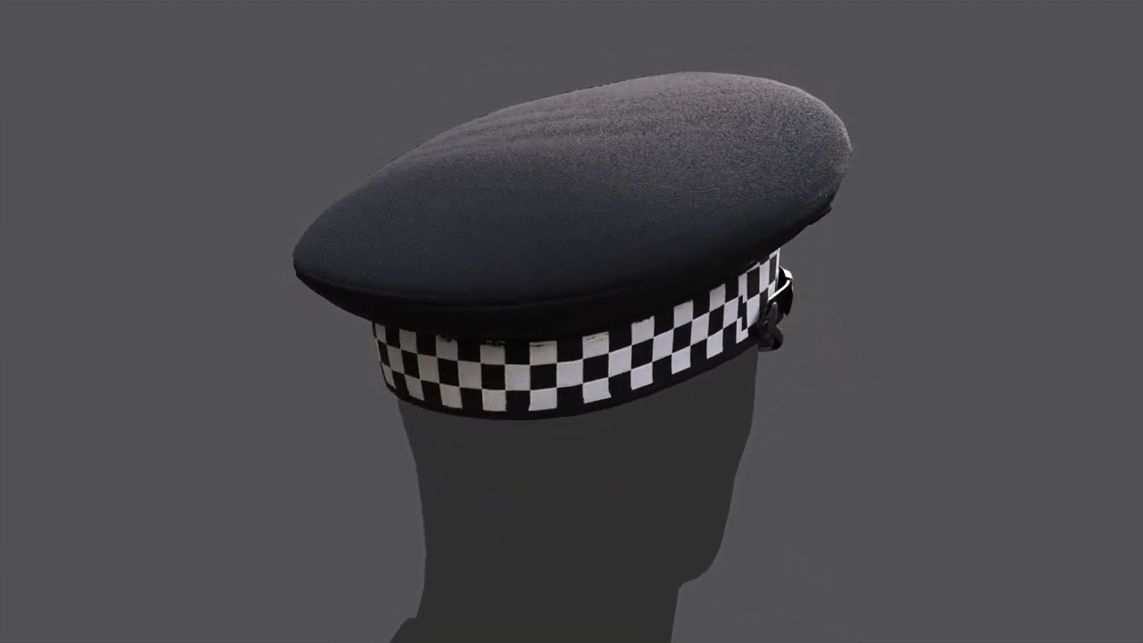 Scotland Police Flat Cap 3D Model - 4K PBR Textures, Game-Ready