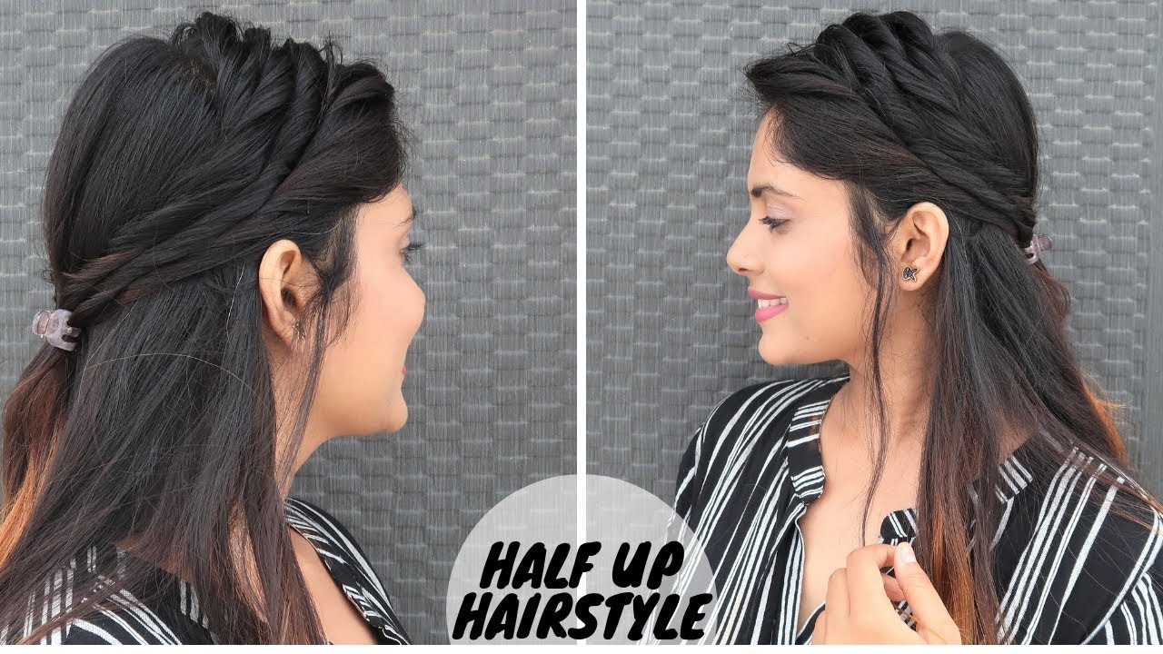 Messy Half Up Hairstyle /Open Hair Hairstyle For Party/Funcation - YouTube