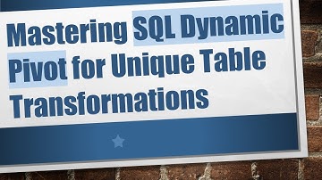 Mastering SQL Dynamic Pivot for Unique Table Transformations