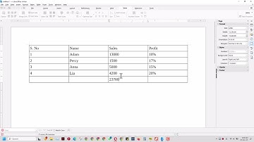 Table Functions in LibreOffice Writer | Spreadsheet