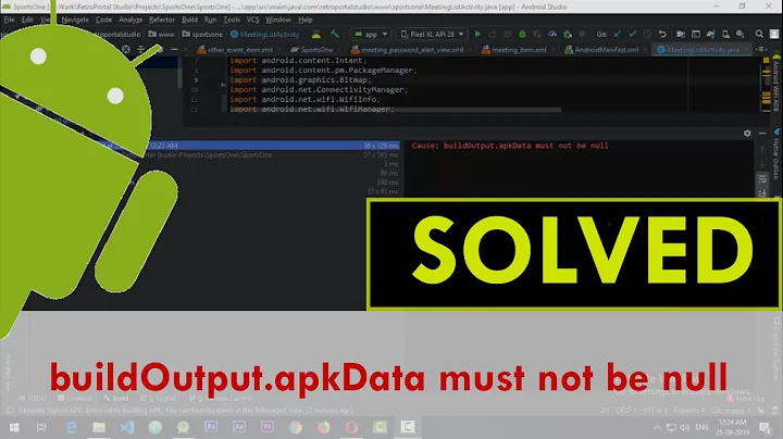 SOLVED: buildOutput.apkData must not be null | Android Studio 3.5 | Android Tutorial