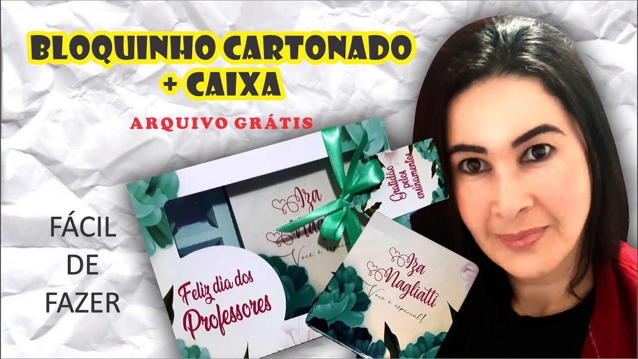 Como fazer bloquinho de capa dura com caixa dia dos professores | Arquivos Grátis #11