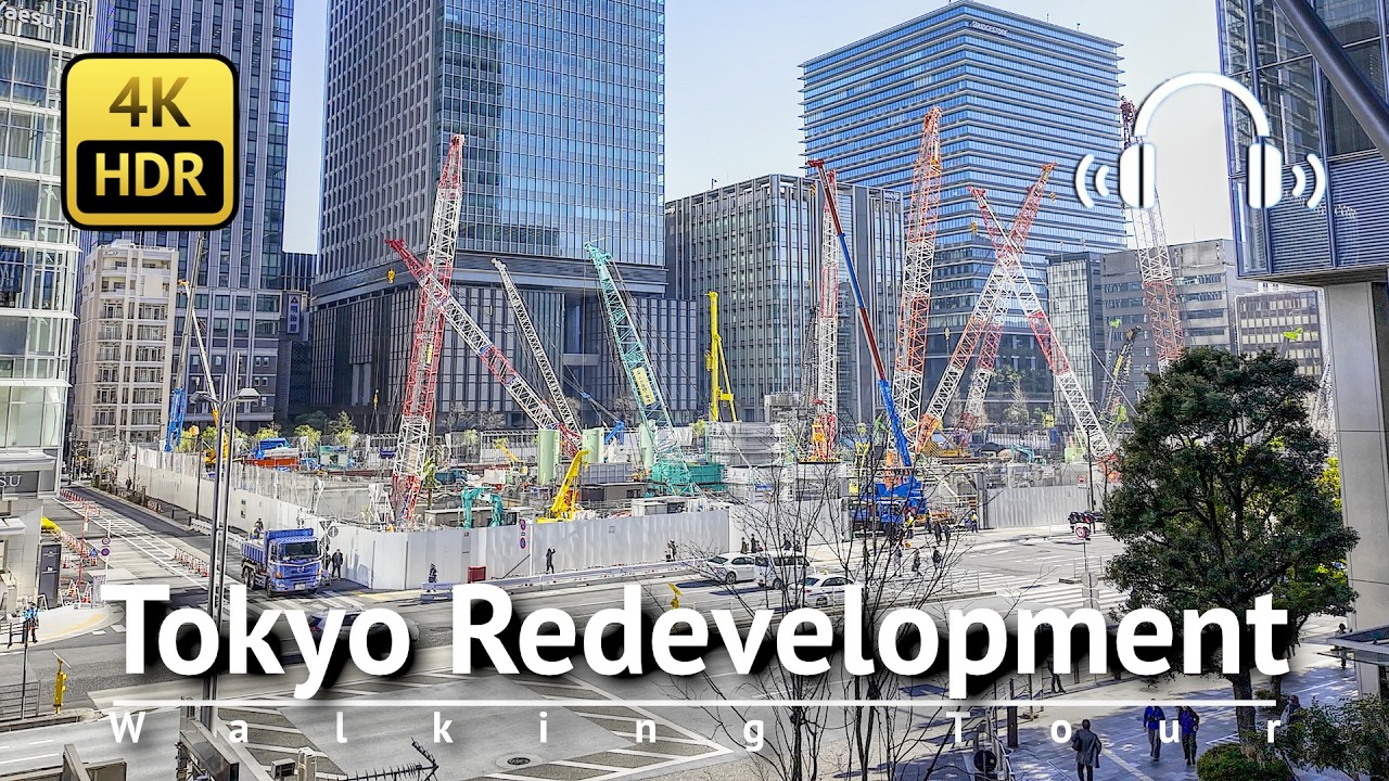 Tokyo Redevelopment: New Landmarks under Construction Walking Tour [4K/HDR/Binaural]