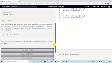 Tutorial 23 - use export to share code blocks - freecodecamp