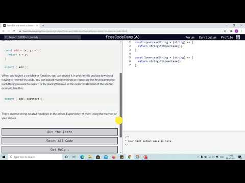 Tutorial 23 - use export to share code blocks - freecodecamp