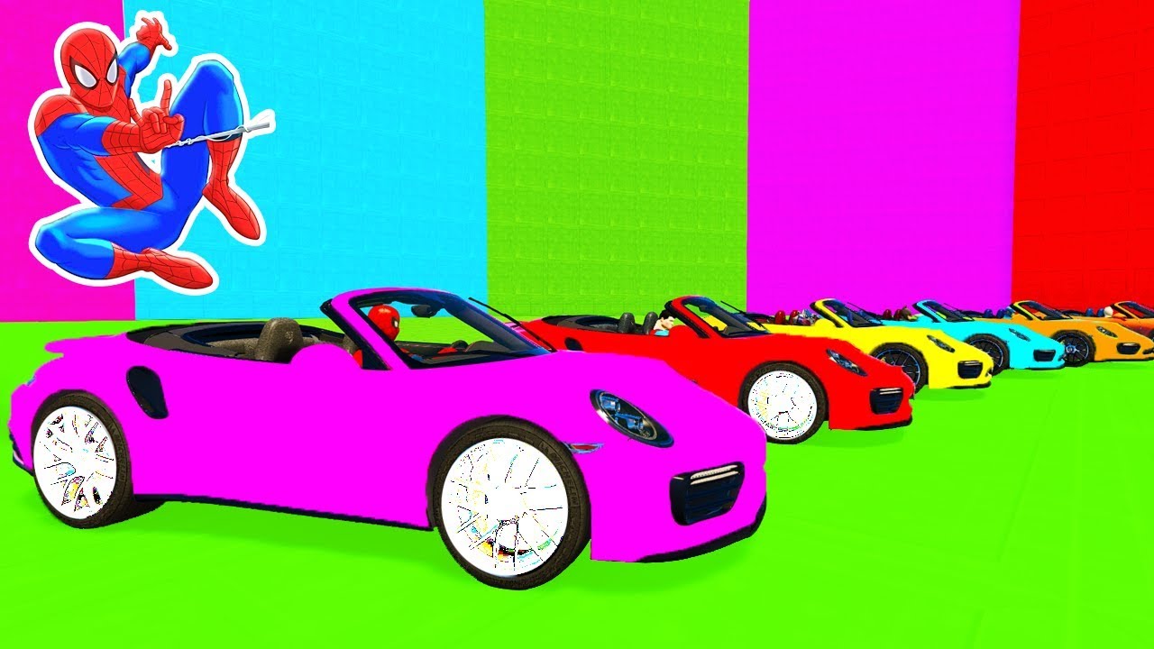 Learn Color for Kids Sport Cars Animation 3d w Superheroes Cartoon for  Babies - YouTube