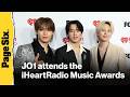 Yonashiro Sho, Kono Junki, and Kawashiri Ren of JO1 attend the 2026 iHeartRadio Music Awards