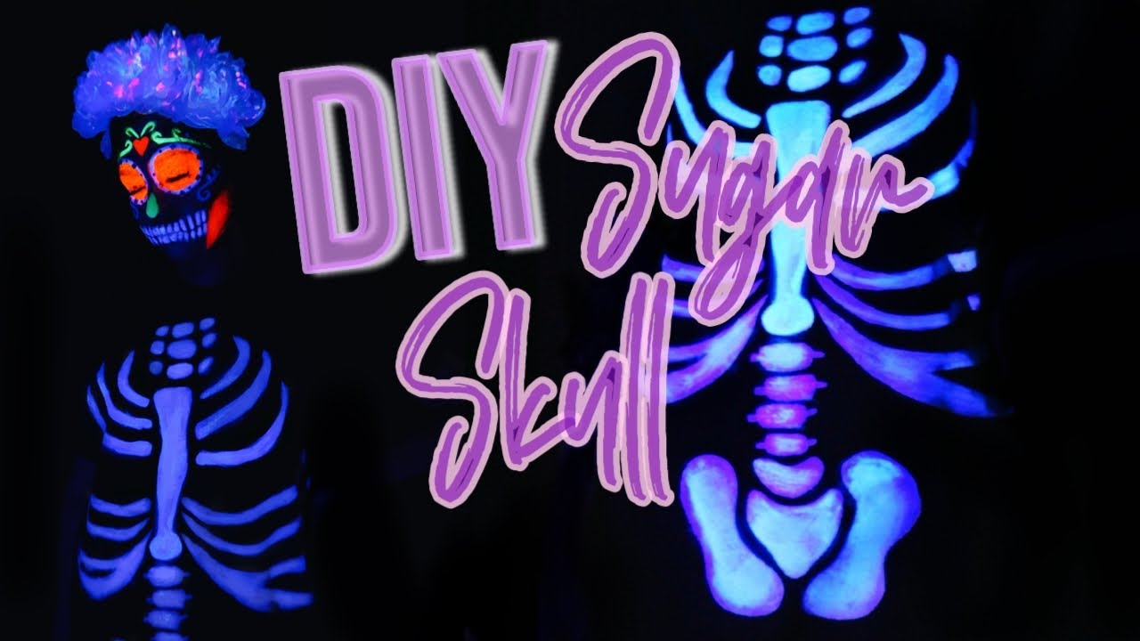 DIY Easy Sugar Skull Outfit + Flower Crown + UV Makeup | Halloween Costume Idea 2019!