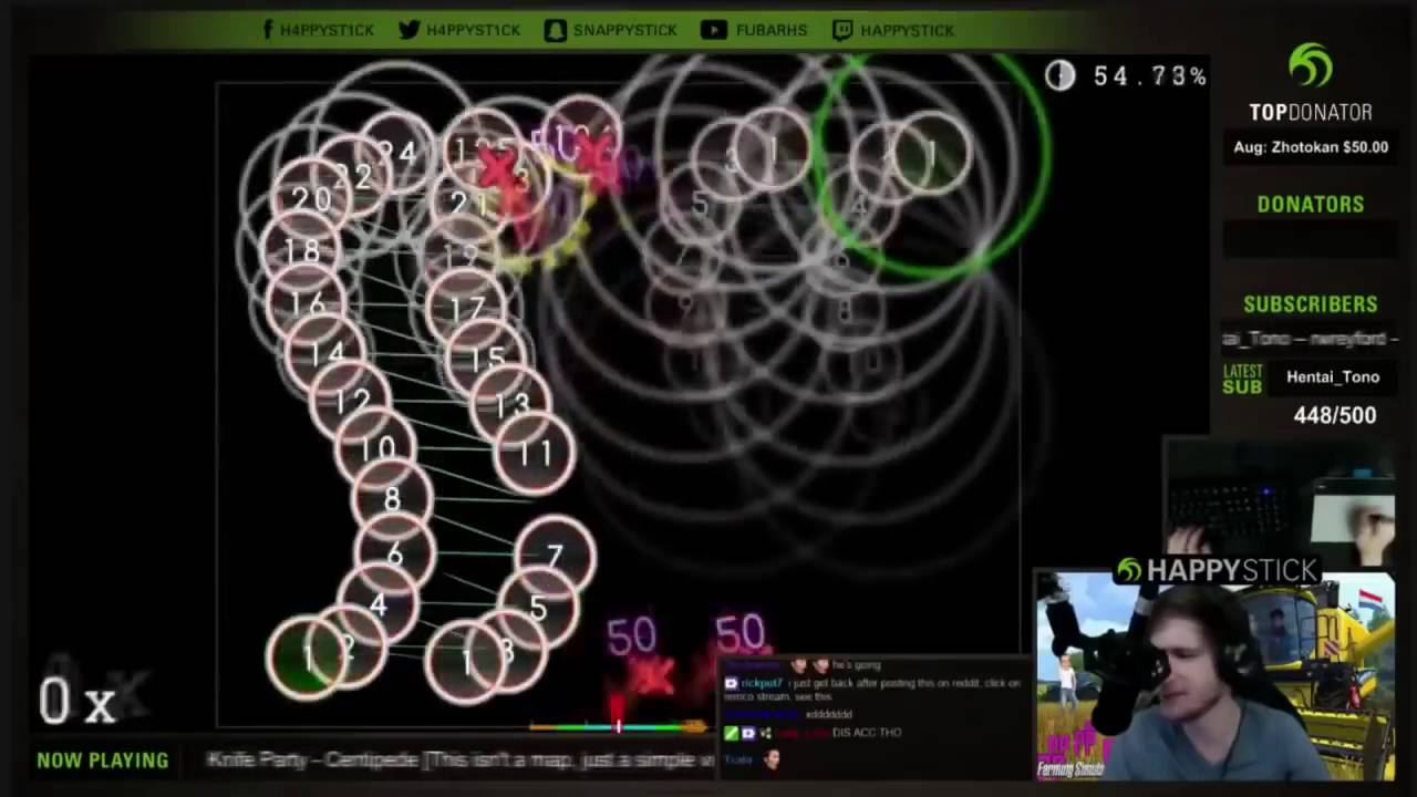 Osu! Happystick Knife Party Centipede at 0.10 Speed, Sped up