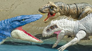 MOSASAURUS Vs ALL DINOS | JURASSIC WORLD CAM |Jurassic world evolution 2 Dinosaurus Hunting! T-rex