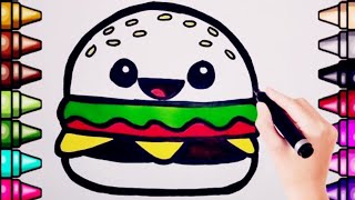 Hello kids burger food eating drwing _ penting for Coloring kidsarttutorial drawing # drwa kids
