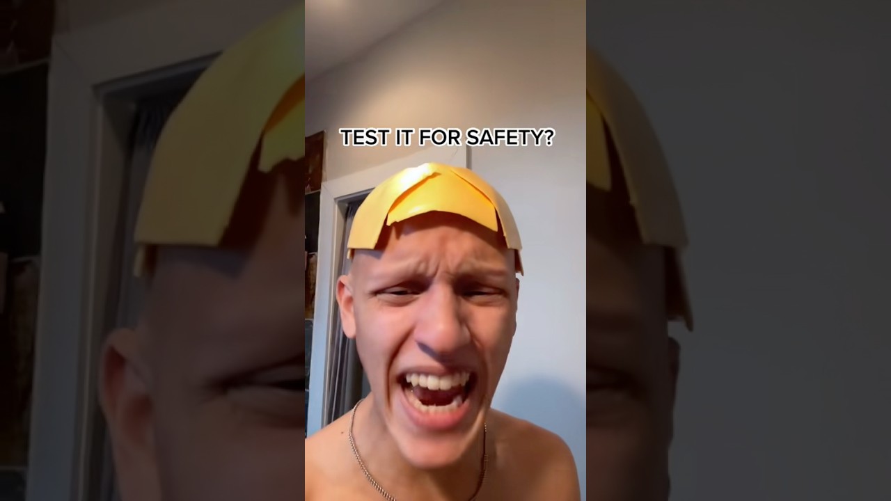 I made a helmet 🪖 out of CHEESE 🧀! #comedy #funny #lol #alopecia